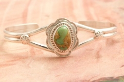 Genuine Sonoran Turquoise Sterling Silver Navajo Bracelet